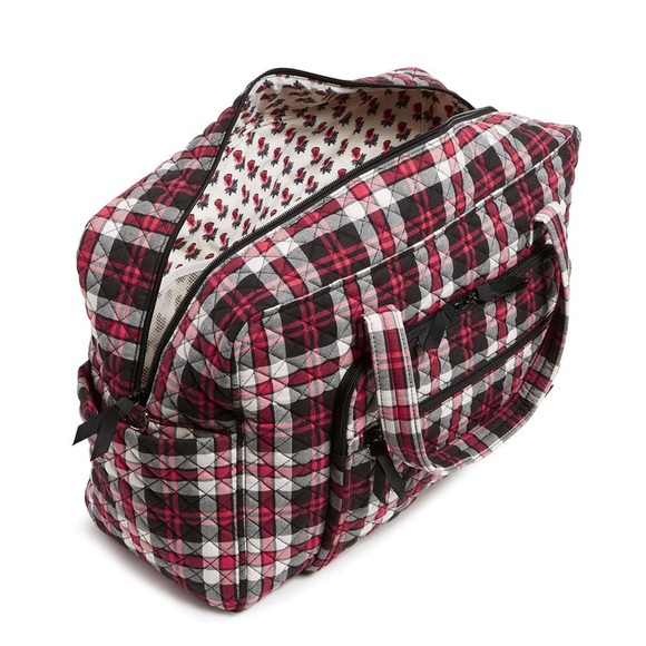Vera Bradley fireplace plaid weekender travel bag NEW - Picture 5 of 8